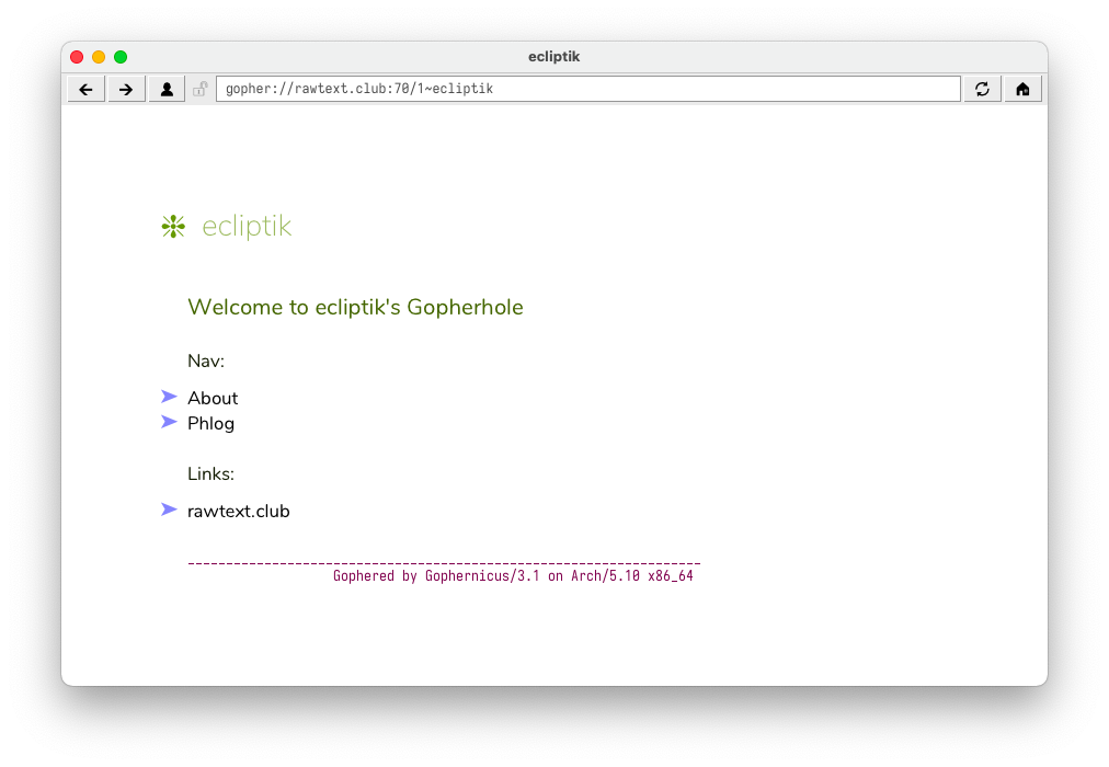 Gopherhole in Lagrange Browser